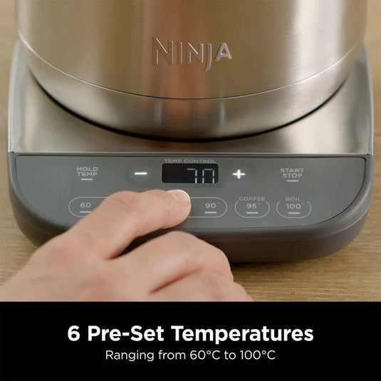 ninja stainless steel kettle 6 pre set temperatures