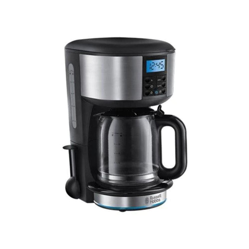 Load image into Gallery viewer, russell hobbs buckingham coffee maker with a jug in stainless steel and black

