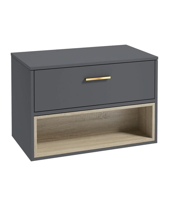 Sonas Malmö 80Cm Countertop Basin Midnight Grey - Brushed Gold Handle | GMAL80CTMG