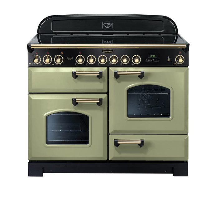 ceramic rangemaster classic deluxe 110 in olive green with brass trim