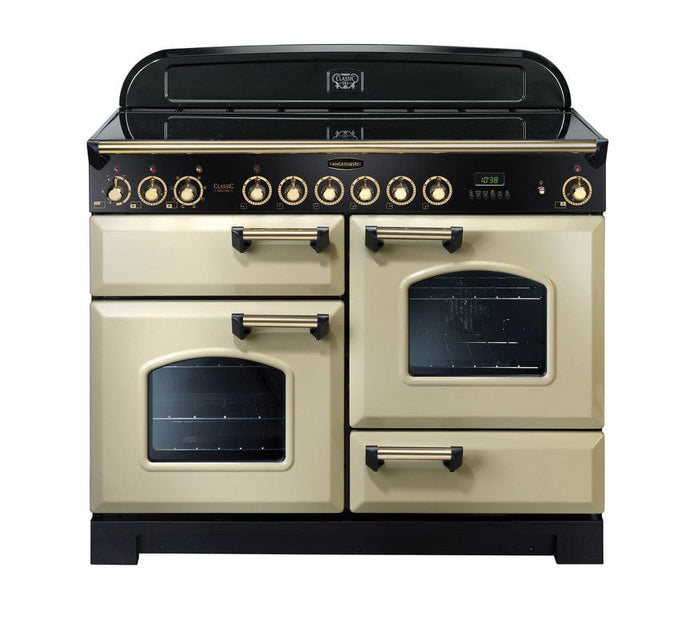 induction rangemaster classic deluxe 110 in cream with brass trim