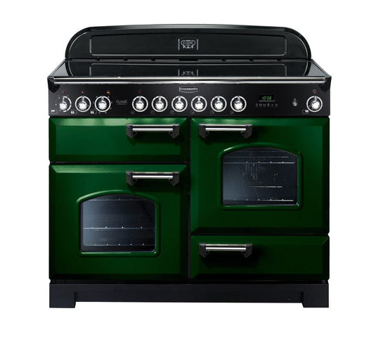 induction rangemaster classic deluxe 110 in green with chrome trim