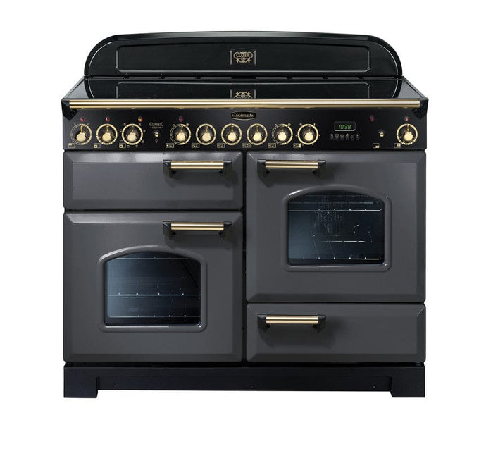 induction rangemaster classic deluxe 110 in slate with brass trim