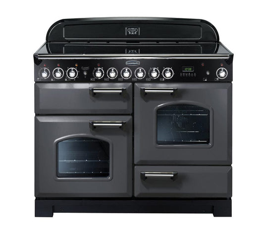 induction rangemaster classic deluxe 110 in slate with chrome trim