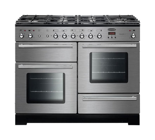 dual fuel rangemaster toledo plus 110 in stainless steel with chrome trim