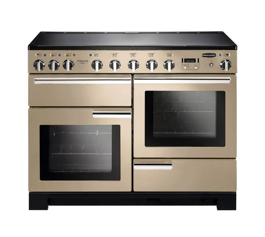 induction rangemaster professional deluxe 110 in cream with chrome trim