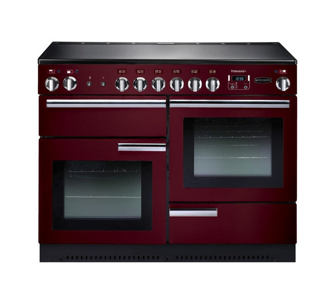 induction rangemaster professional plus 110 in cranberry with chrome trim