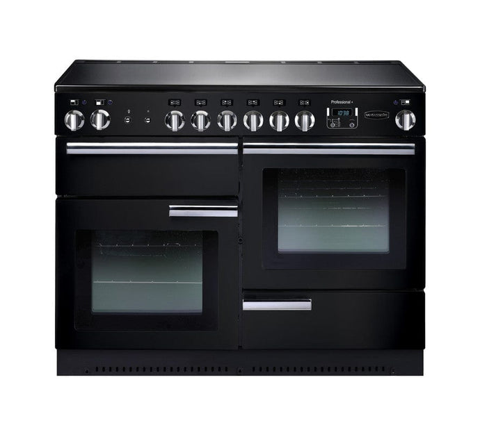 induction rangemaster professional plus 110 in black with chrome trim