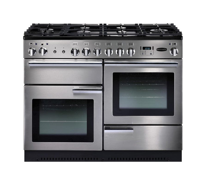 natural gas rangemaster professional plus 110 in stainless steel with chrome trim