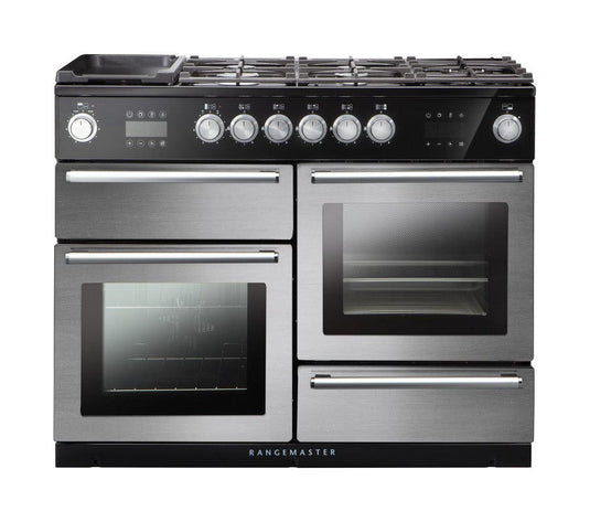 dual fuel rangemaster nexus steam oven 110 in stainless steel with chrome trim