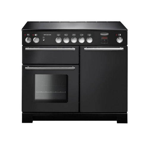 induction rangemaster infusion 100 in black with chrome trim
