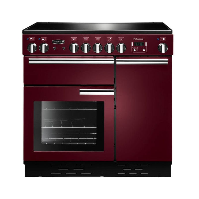 induction rangemaster professional plus 90 in cranberry with chrome trim