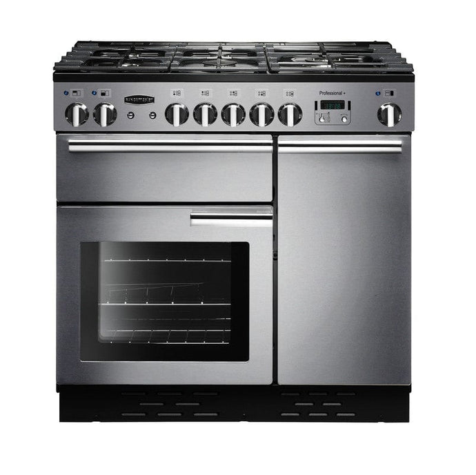 natural gas rangemaster professional plus 90 stainless steel with chrome trim