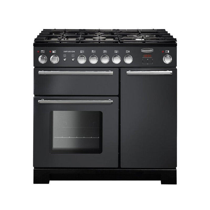dual fuel rangemaster infusion 90 in slate with chrome trim