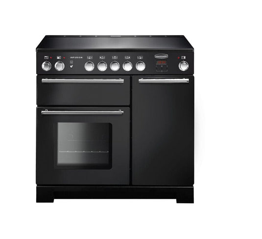 induction rangemaster infusion 90 in charcoal black with chrome trim