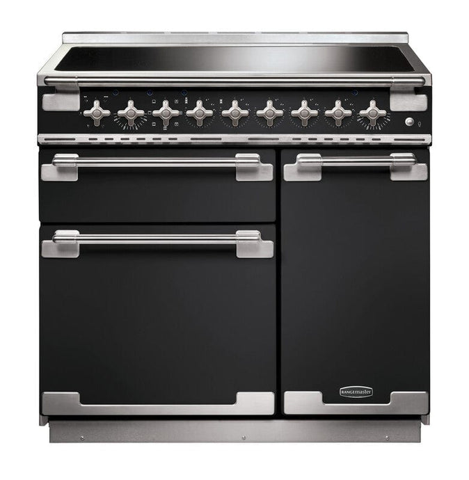 induction rangemaster elise 90 in charcoal black with chrome trim