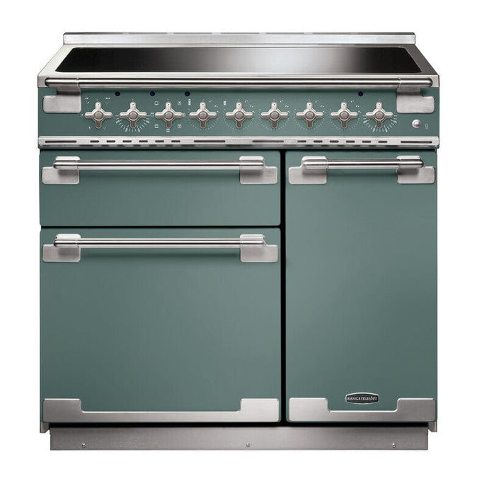 induction rangemaster elise 90 in mineral green with chrome trim