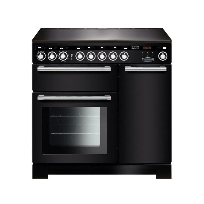 induction rangemaster encore deluxe 90 in charcoal black with chrome trim