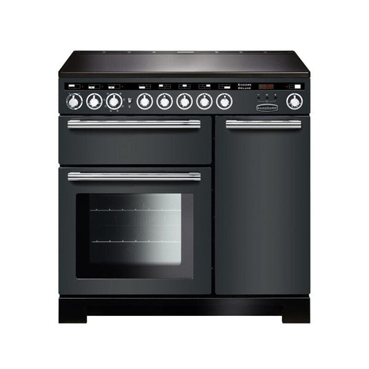 induction rangemaster encore deluxe 90 in slate with chrome trim