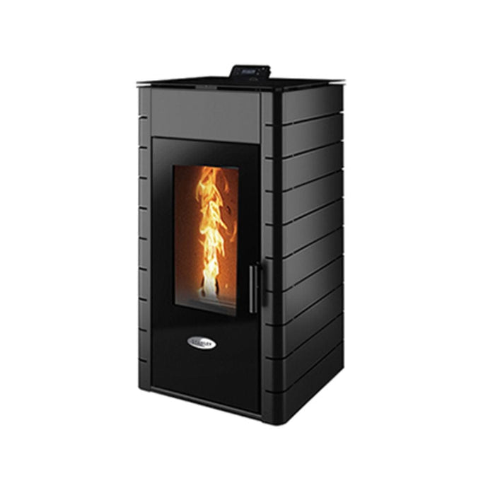 stanley solis K1700+ 14kw wood pellet boiler in black, flat
