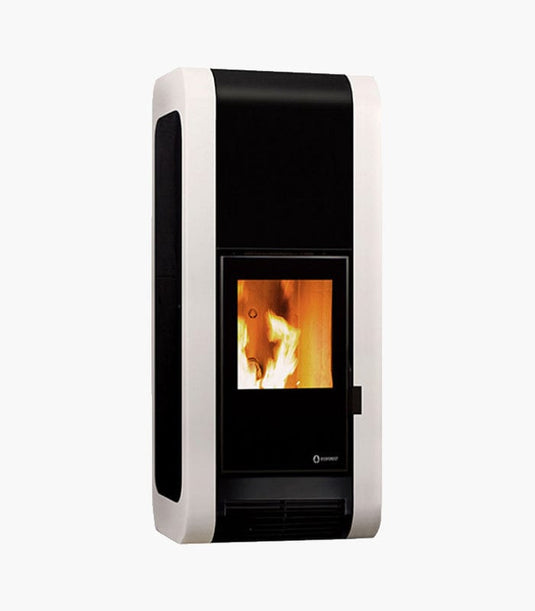 ecoforest oslo 30 ductable wood pellet stove in white, 30kw