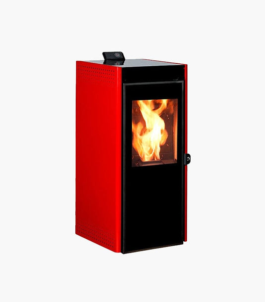 ecoforest vigo III 10 wood pellet stove in red, 10kw