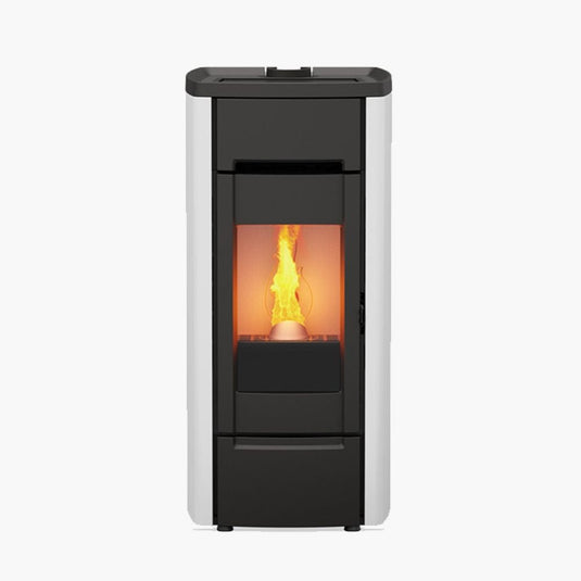 kalor 98 cast iron 8 wood pellet stove in white, 8kw
