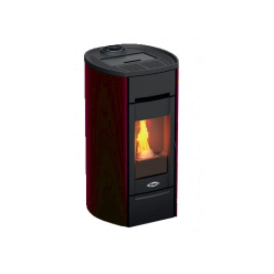 kalor 98 cast round 8 wood pellet stove in red, 8kw