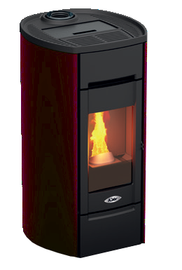 kalor 98 redonda 8 wood pellet stove in red, 8kw
