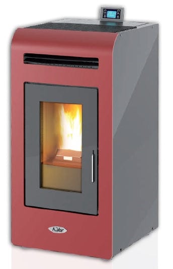 kalor denia 14 wood pellet stove in red, 14kw