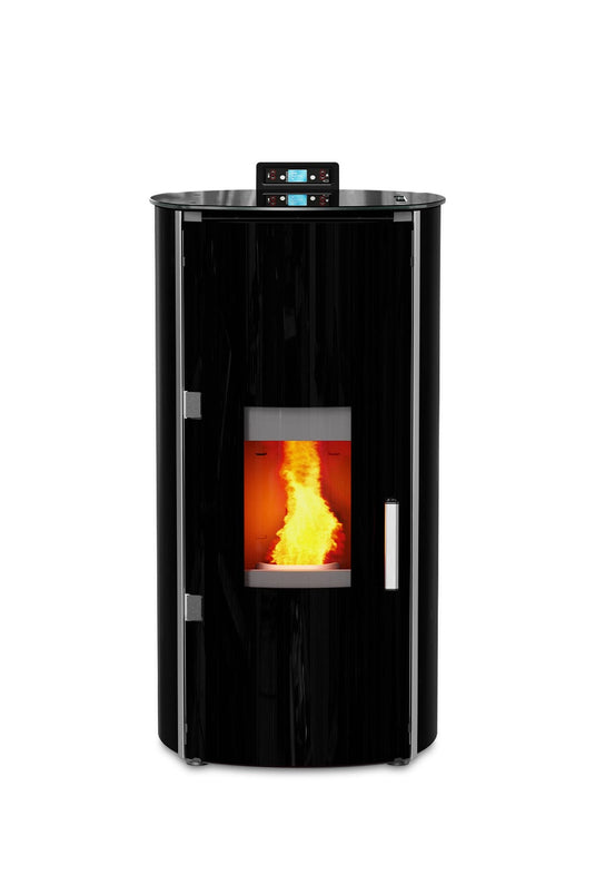 kalor redonda glass 24B wood pellet boiler, curved and self cleaning, 24kw
