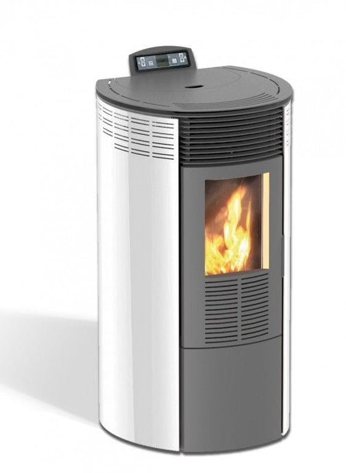 kalor redonda steel 12 wood pellet stove in white, 12kw