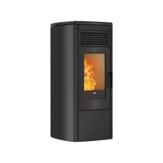 klover aura 120 wood pellet stove in matt black, 9.5kw