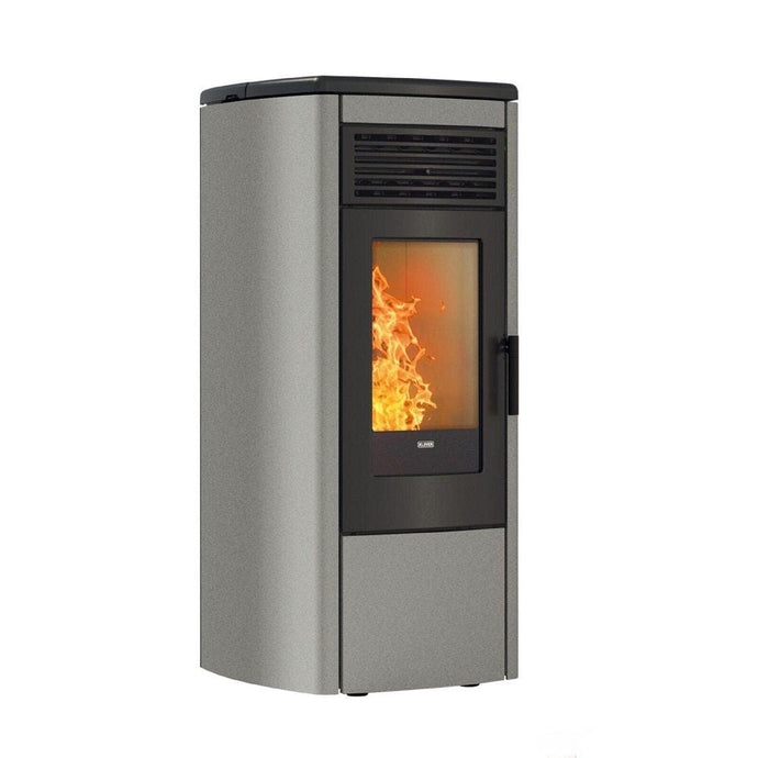 klover aura 120 wood pellet stove in grey, 9.5kw