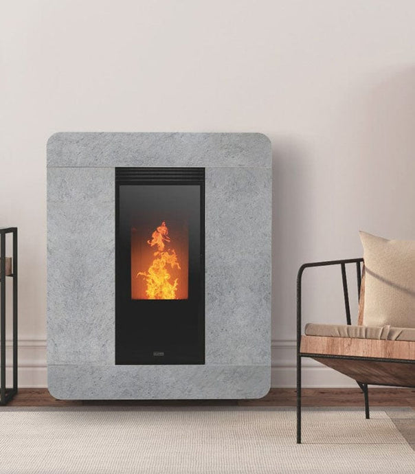 klover diva air wood pellet stove in soap stone, 9.7kw