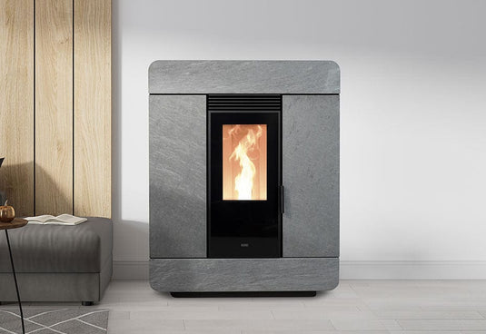 klover astra steel wood pellet stove in grey, 9.7kw