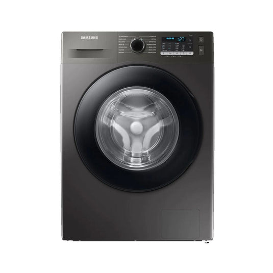 plantinum silver washing machine with black door