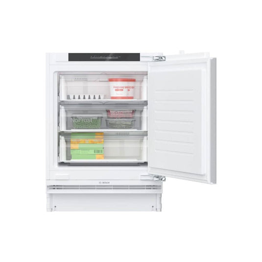 Integrated undercounter freezer in the colour white