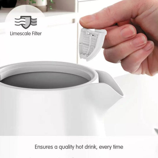 white morphy richards hive kettle with limescale filter
