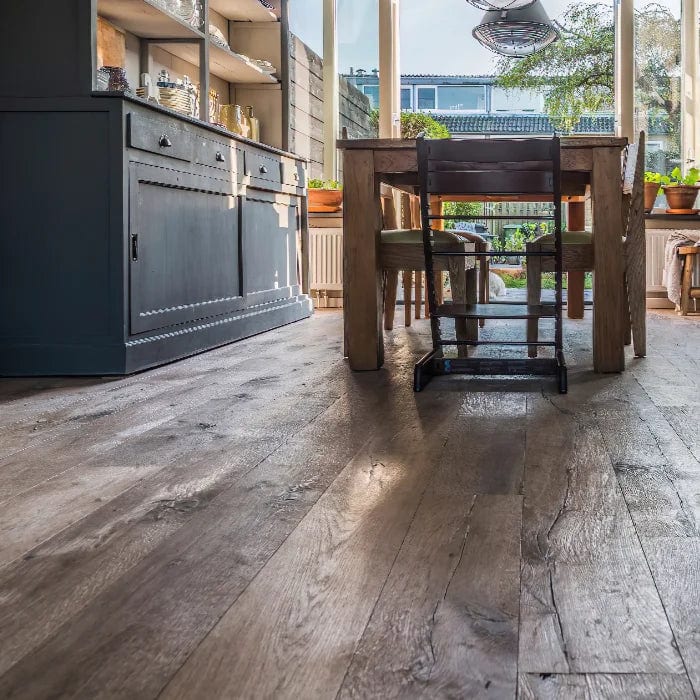 Load image into Gallery viewer, driftwood ontario flooring on display in a kitchen
