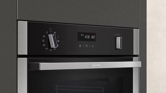 stainless steel single oven with control panel
