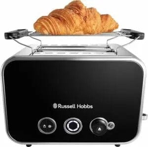 Load image into Gallery viewer, russell hobbs distinctions 2 slice toaster in black and stainless steel
