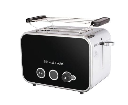 Załaduj obraz do przeglądarki galerii, russell hobbs distinctions 2 slice toaster in black and stainless steel
