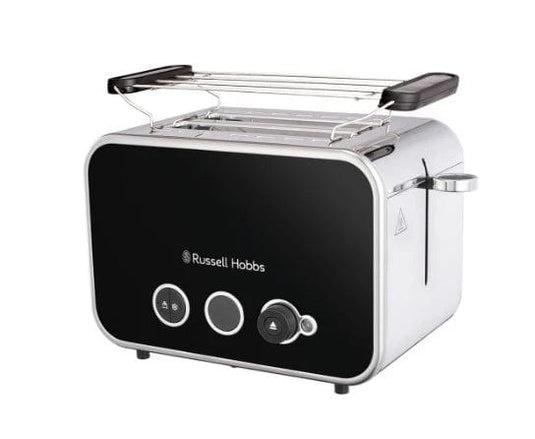 russell hobbs distinctions 2 slice toaster in black and stainless steel