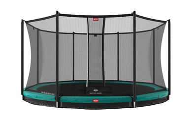 green inground trampoline with net
