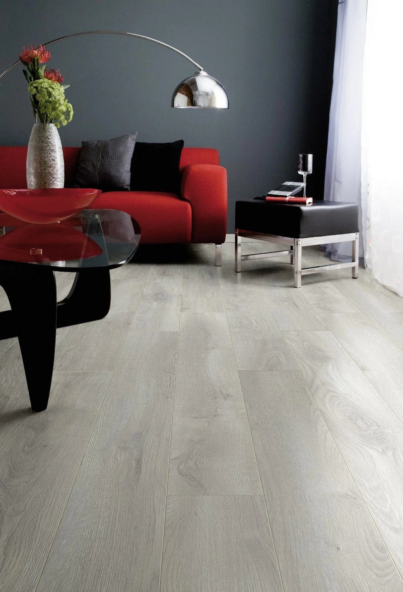 Load image into Gallery viewer, lisbon oak laminate flooring on display in a living area
