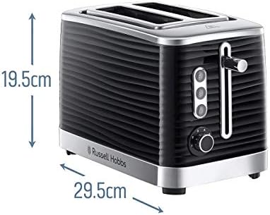 Load image into Gallery viewer, russell hobbs inspire 2 slice toaster in black dimensions
