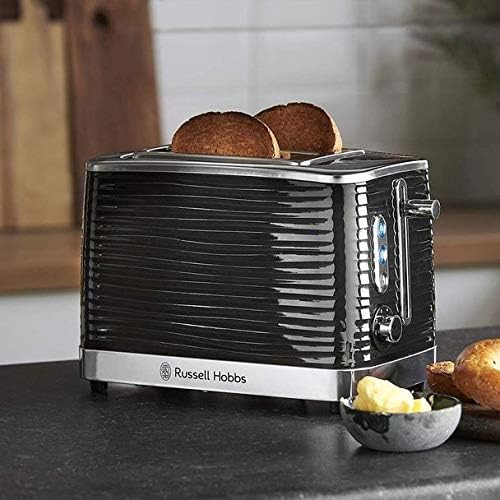 Load image into Gallery viewer, russell hobbs inspire 2 slice toaster in black wide slots
