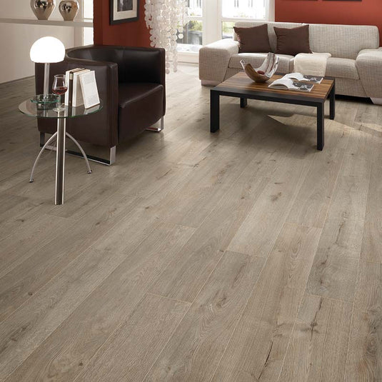 sierra oak laminate flooring displayed in a living area