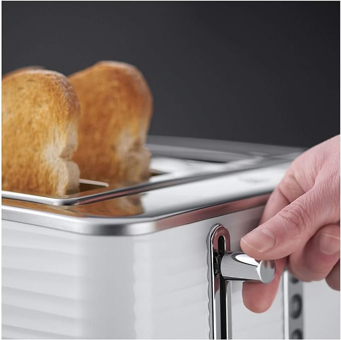 Load image into Gallery viewer, white russell hobbs inspire 4 slice toaster wide slots
